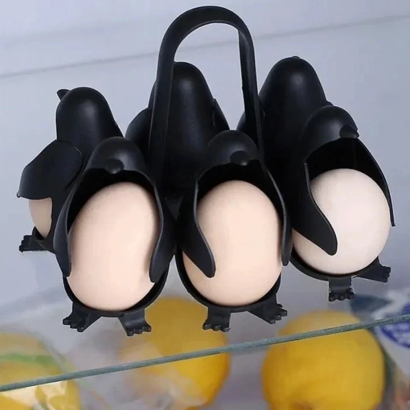 Penguin Egg Steamer & Refrigerator Holder Set, 6pcs Electric Cooker Rack, Stackable Kitchen Organizer, Unique Foodie Tool