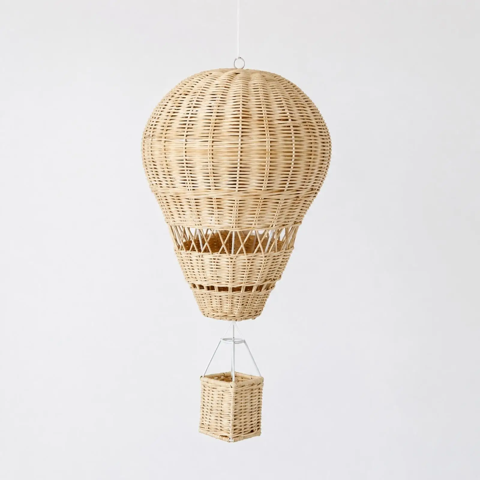 Woven Rattan Balloon Decor with Basket Handcrafted Handmade Rattan Balloon Hanging Ornament Wooden Finish Wicker Basket