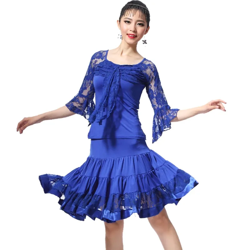 Customized Latin Dance Skirt Adult Women's Latin Dance Costume Set Mid Sleeve Dance Clothing