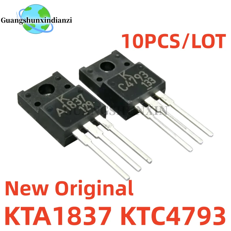 10PCS/LOT 100% New Original KTA1837-U/P KTC4793-U/P KTA1837 KTC4793 A1837 C4793 TO-220F Audio Power Amplifier
