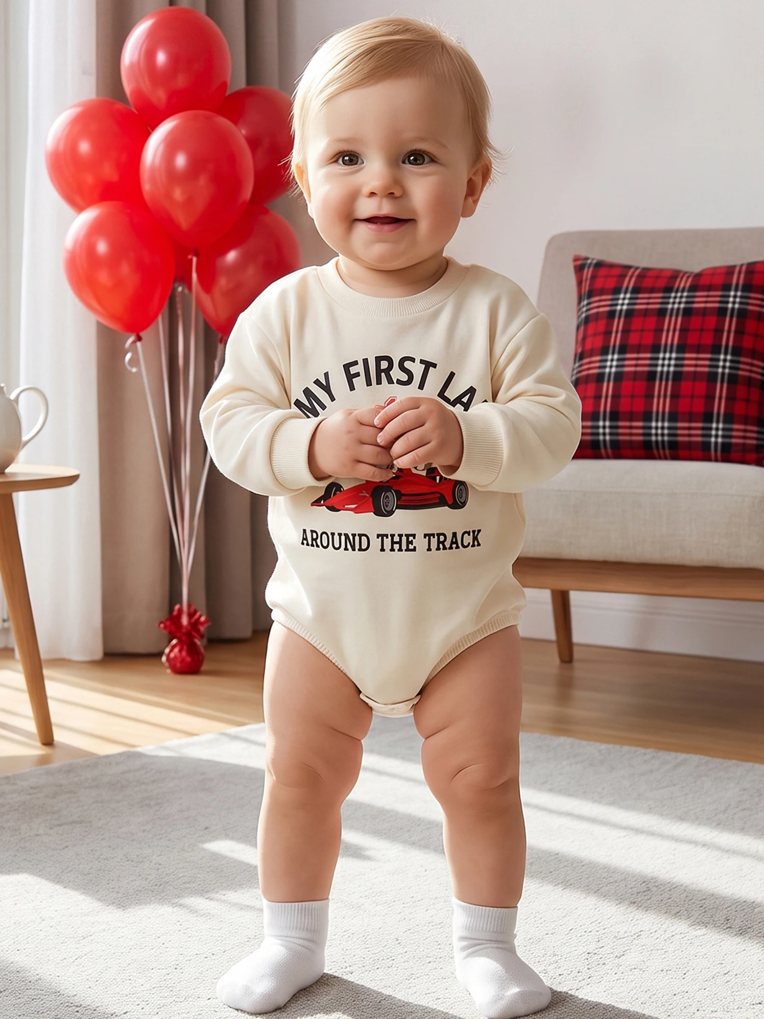 Romper-Long-Sleeve Race Car Boy Birthday Day Long Bodysuit Letter Boy Birthday Romper Compact Baby Boy Birthday