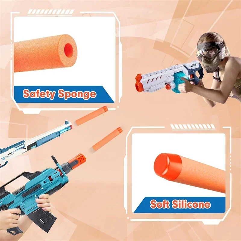 Balles à tête ronde solide pour odorde paintball, fléchettes de recharge Blasters, accessoires de odorjouet pour enfants, orange, 100 cm, 7.2 pièces