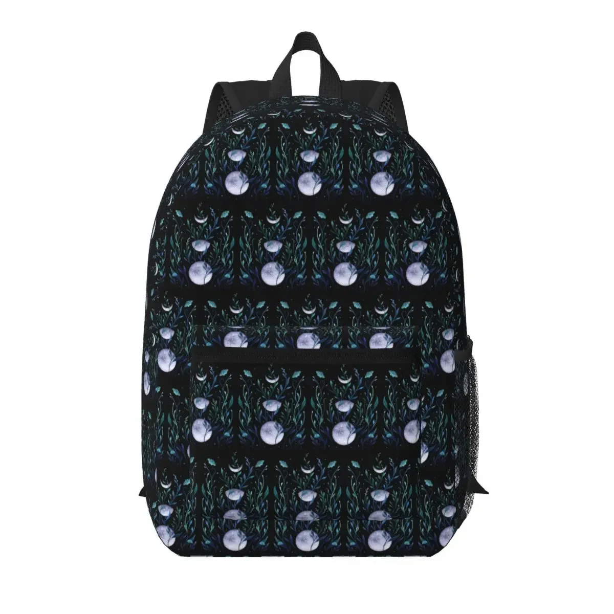 Mystical Moon Phases Wildflowers Student Backpack School Bag Hiking Travel Daypack for Men Women Bookbag Shoulder Bags