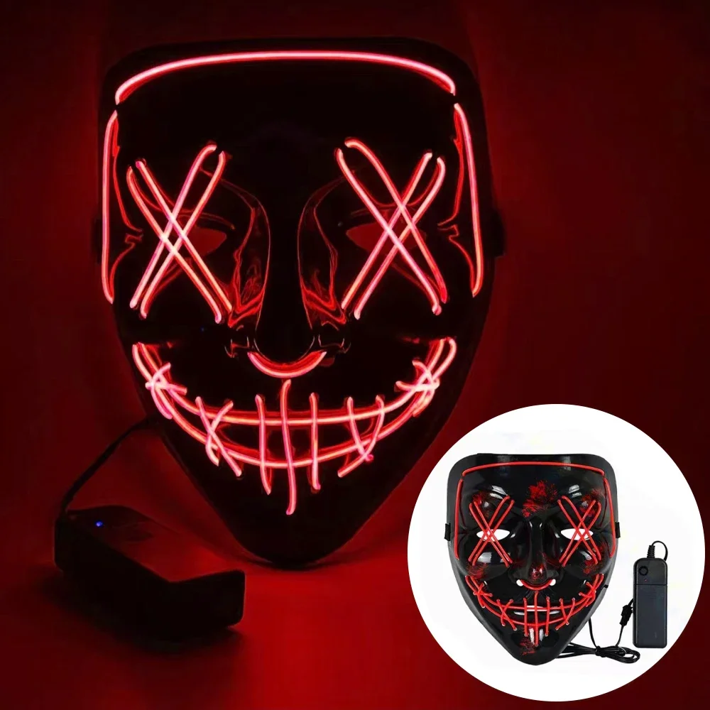 Topeng Halloween Neon LED untu - Led Purge Mask Halloween ulasan dan harga