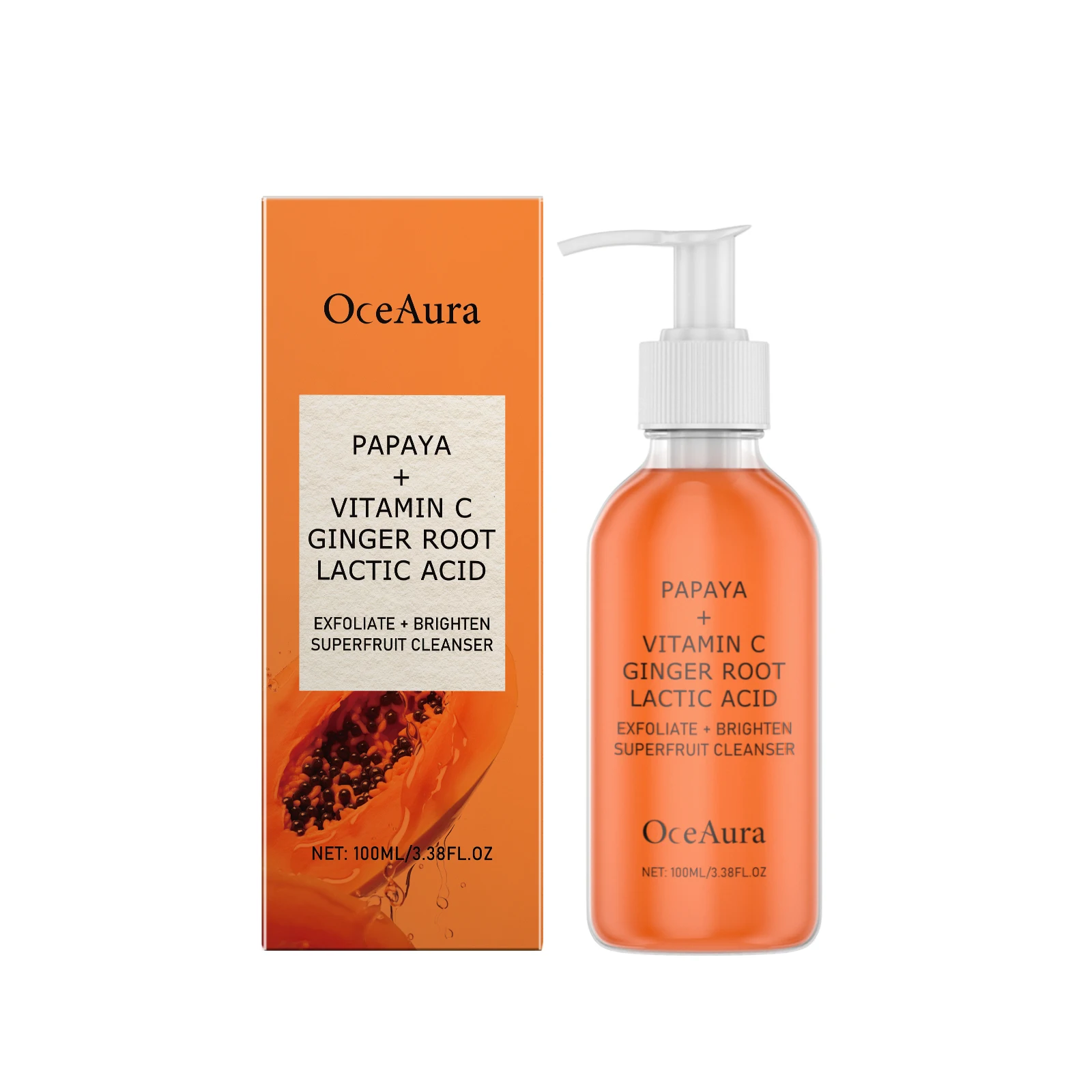 Exfoliating Papaya Cleanser Lotion Cleaning Reduce Facial Dirt Improve Rough Skin Relieve Dullness Brightening Facial Cleanser