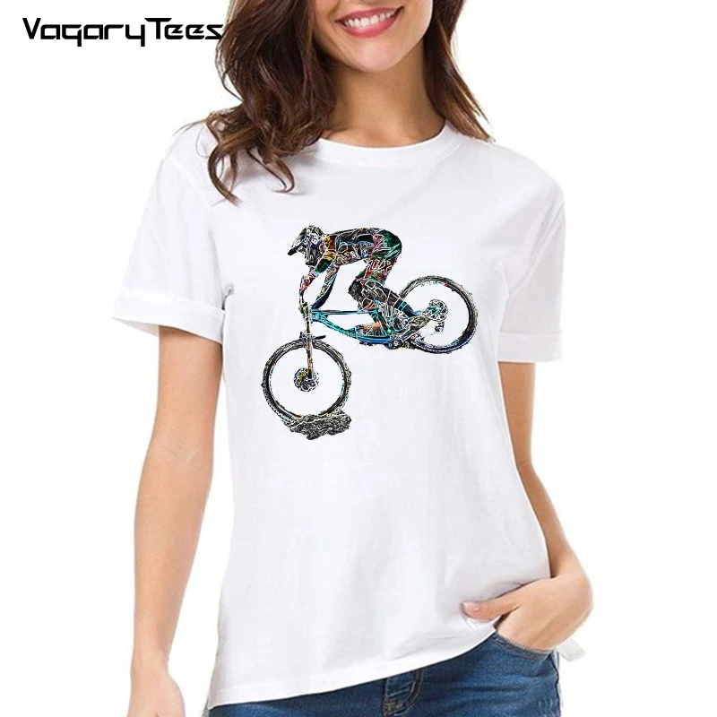 Bicycles MTB Print tshirt Summer Women t-shirt downhill biking Print Casual Heartbeat stimulation exercise tshirt