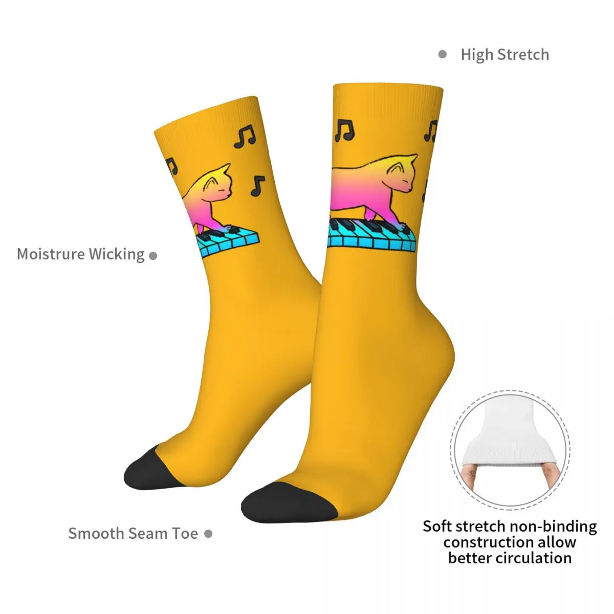 Klavier Katzen Strümpfe Frauen Männer Socken weich atmungsaktiv lustige Socken Herbst Klettern rutsch feste Design Socken Geschenk