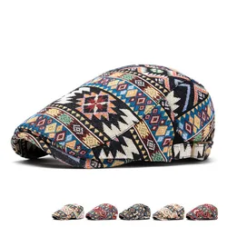 2024 Autumn and Winter Polyester Print Newsboy Caps Flat Peaked Cap Men and Women Painter Beret Hats 154