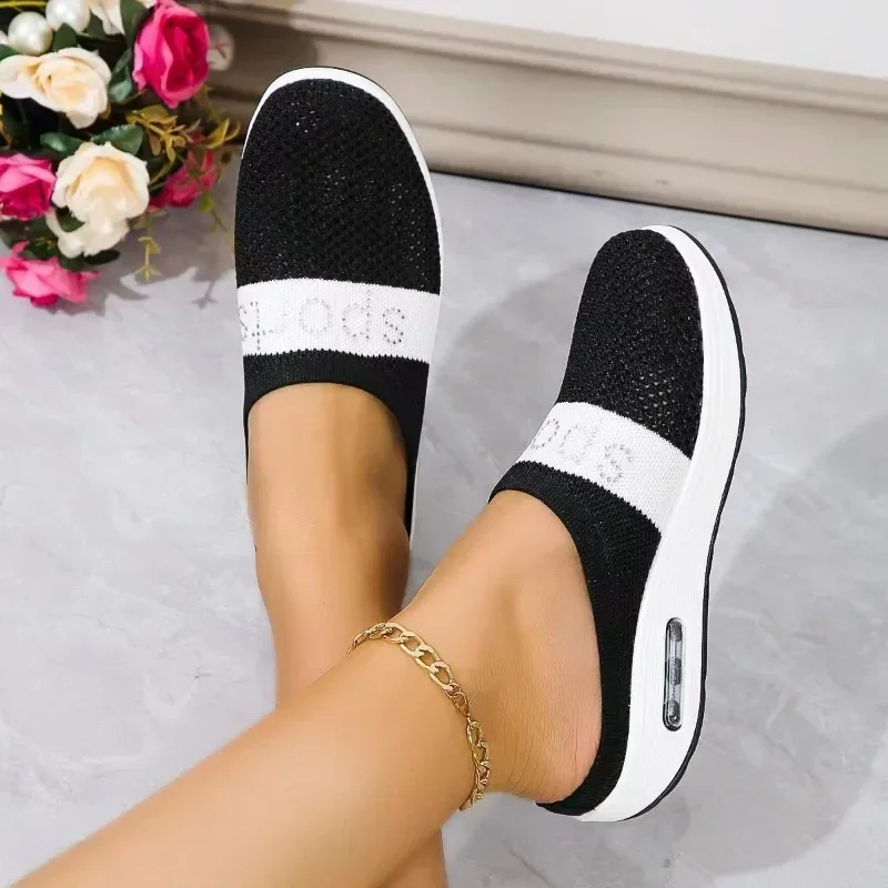 2024 New Summer Women's Slippers Wedge Air Cushion Casual Half Support Breathable Casual Shoes for Women Zapatos