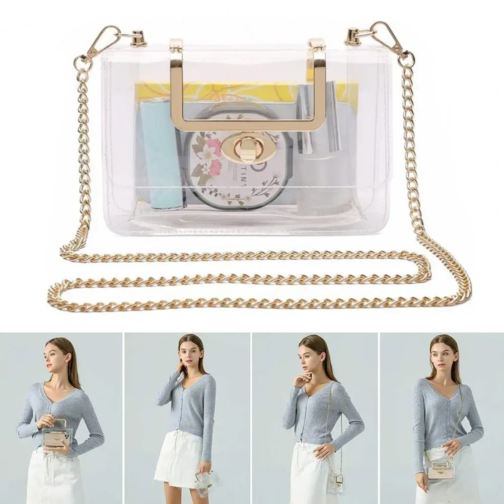 Transparent Shoulder Bag Chain Strap Large Capacity Waterproof Women Crossbody Small Clear Bag