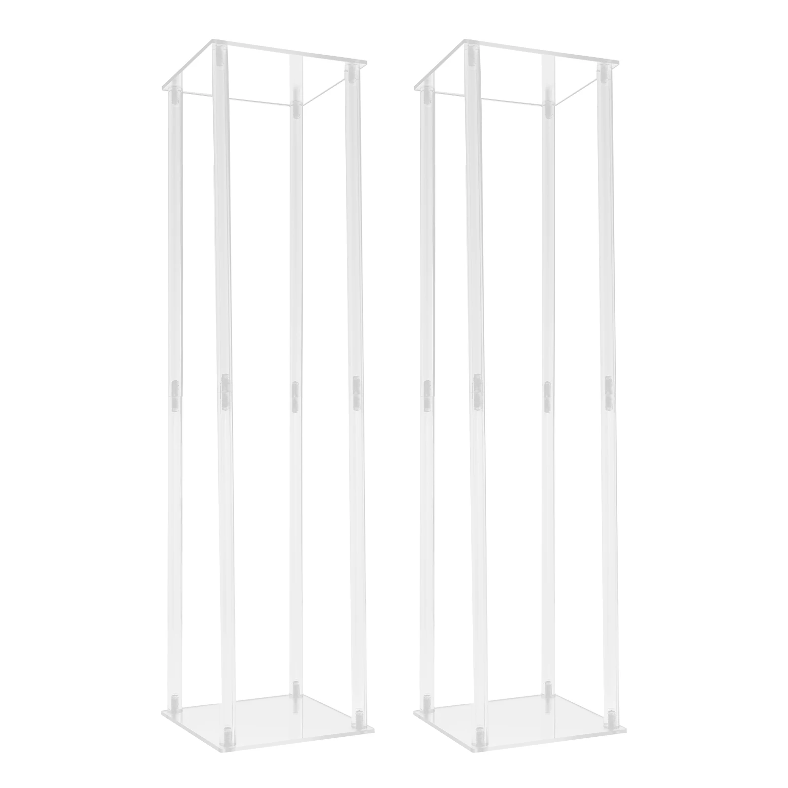 25x25x100cm Clear Wedding Flower Stand, 6.6lbs Capacity, Acrylic, 2-Piece Set, for Wedding, Valentine, Christmas, New Year, Dessert Table, Living Room, Office Decor