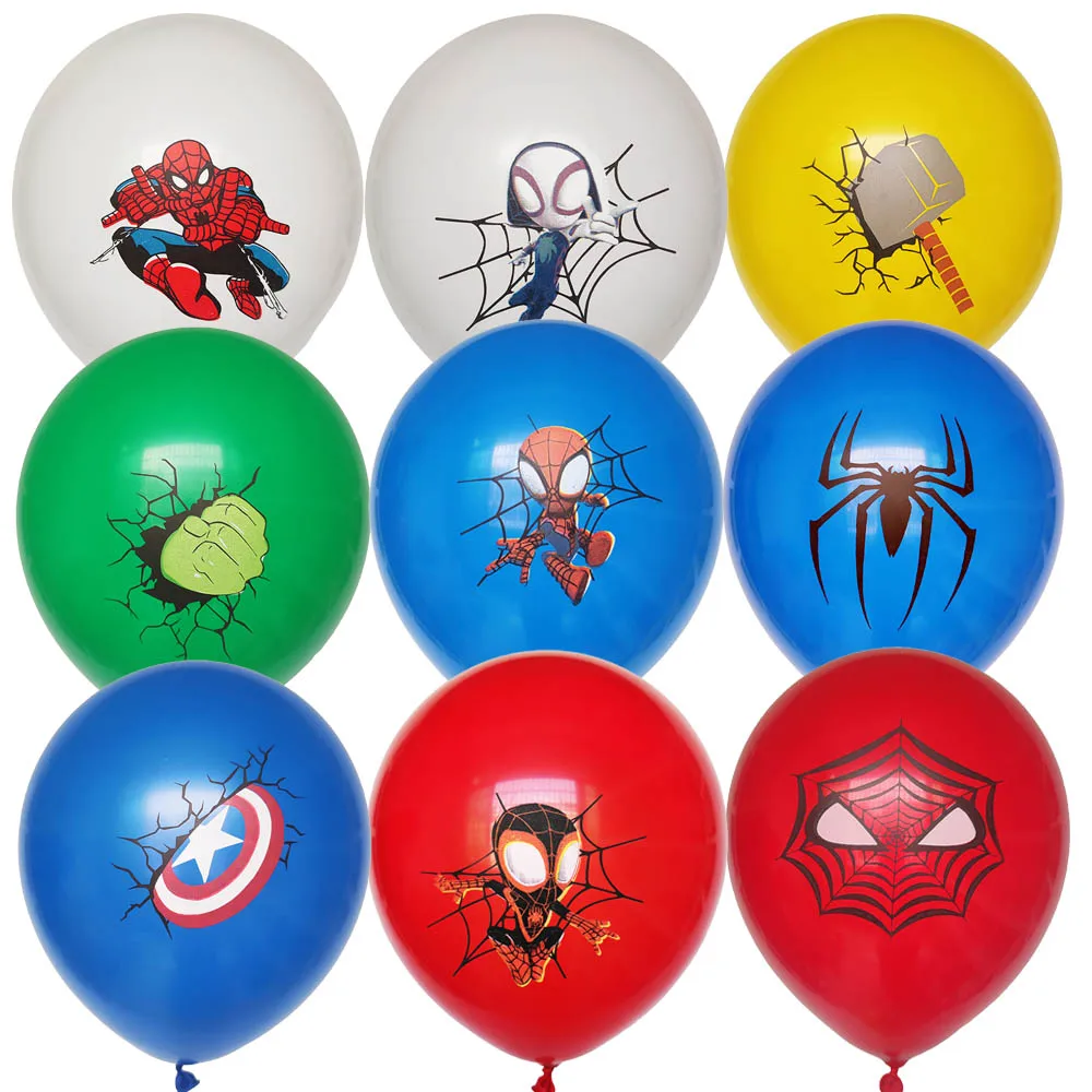 10pcs Spiderman Theme Latex Balloons Helium Globos Boy Birthday Party Avenger Decorations Toy Kid Baby Shower Party Supplies