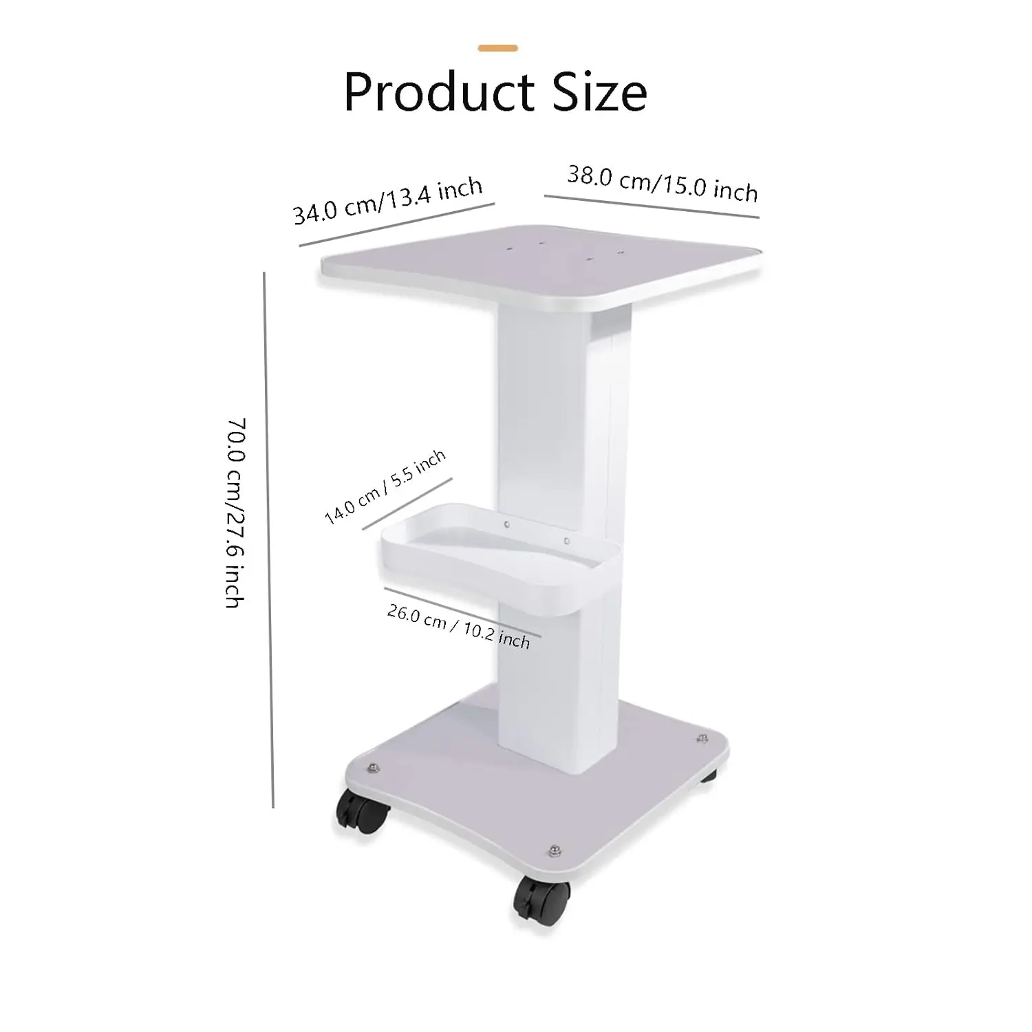 Carrello per estetista, carrello con ruote, carrello per bellezza HUOXOU a 3 livelli, carrello SPA, stazione di lavoro regolabile per tavolo da tatuaggio