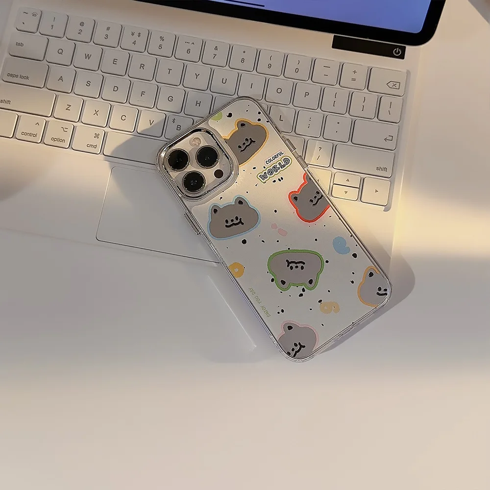 لطيف مرآة الكتابة على الجدران القط نمط تصفيح جراب هاتف آيفون 16 14 11 13 12 15 برو ماكس للصدمات الغطاء الواقي الوفير #6