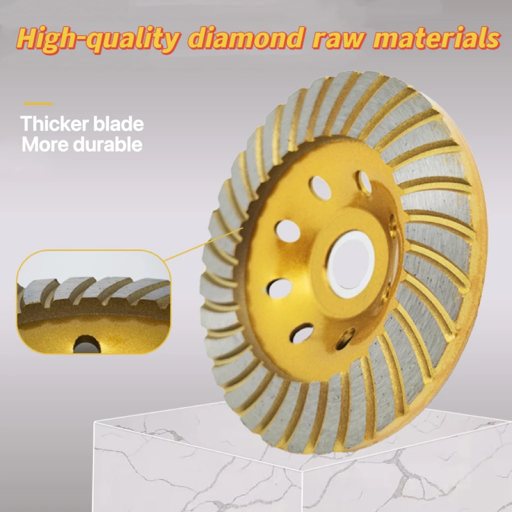 Diamond Bowl Grinding Wheel, 115/125mm Angle Grinder Polishing Disc for Granite Marble Concrete, with 16mm Reducing Ring