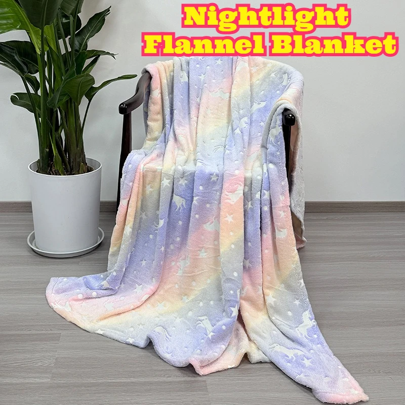 جديد قوس قزح تحلق الحصان الفانيلا بطانية توهج الظلام البوليستر التعادل صبغ طباعة لينة أفخم مكتب واحد ديكور المنزل رمي الراحة