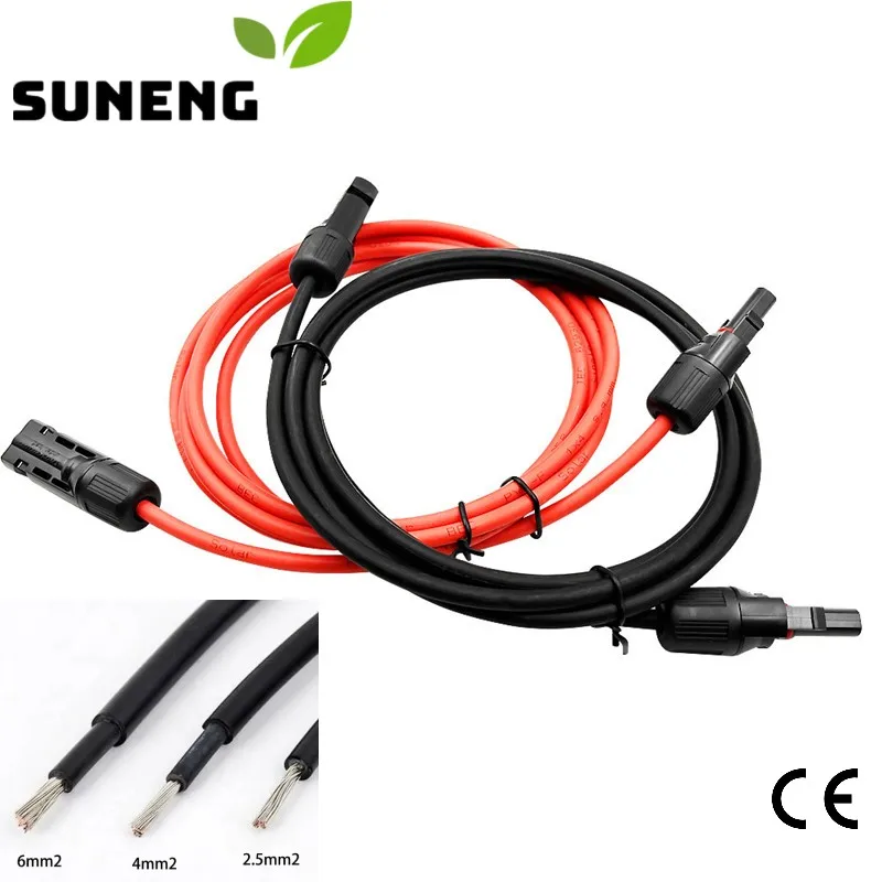 

Solar Panel Extension Cable Copper Wire Black and Red with Solar Connector 1M 2M 5M 10M DC Cable Cord 6/4/2.5 mm2 10/12/14 AWG