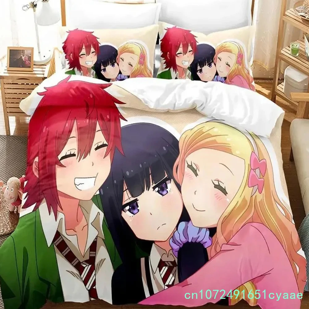 Tomo-chan Is A Girl! Bedding Set Single Twin Full Queen King Size Bed Set Adult Kid Bedroom Duvet Cover Set Anime