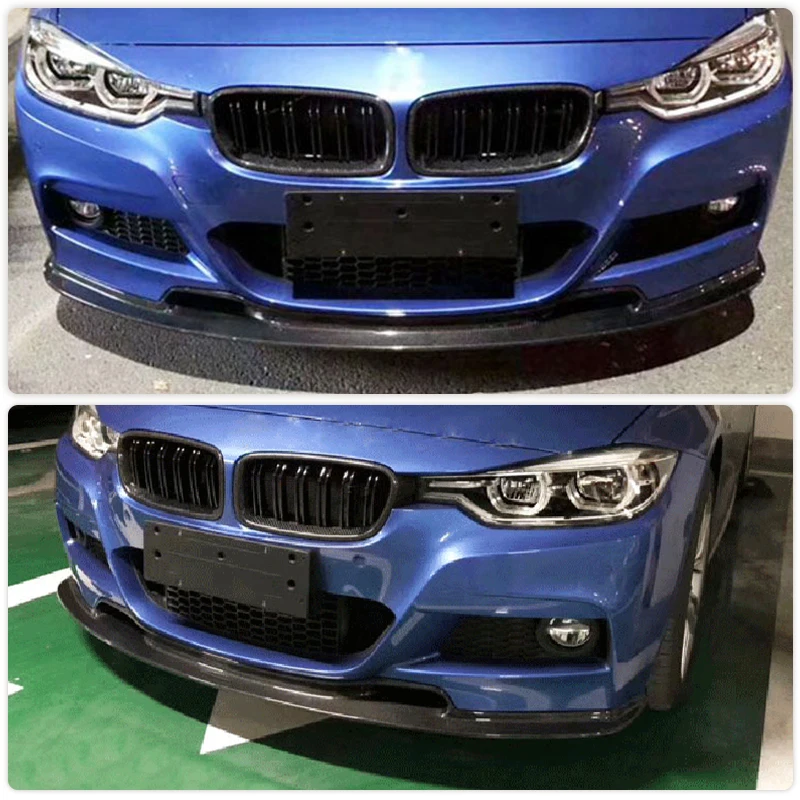 ألياف الكربون الجبهة حافة مصد السيارة المفسد لسيارات BMW 3 Series F30 M Sport 328i سيدان 2012-2017 سيارة الجبهة الشفة الذقن المئزر طقم الجسم FRP #2