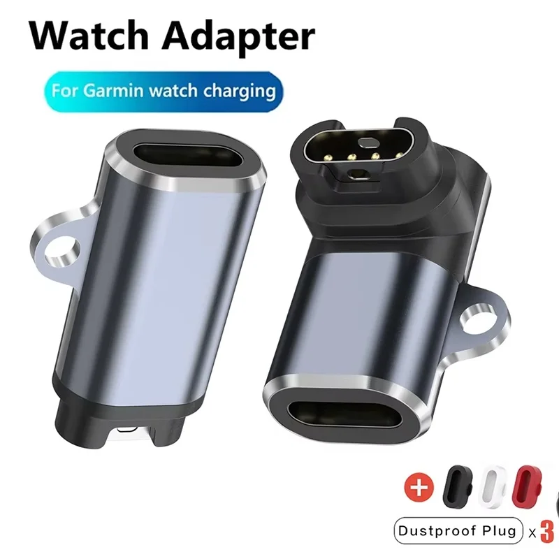 Adaptador portátil de carga tipo C/Micro USB/IOS para Garmin Fenix 7 7S 7X 6 6S 6X 5S con convertidor de cargador de reloj inteligente con enchufe antipolvo