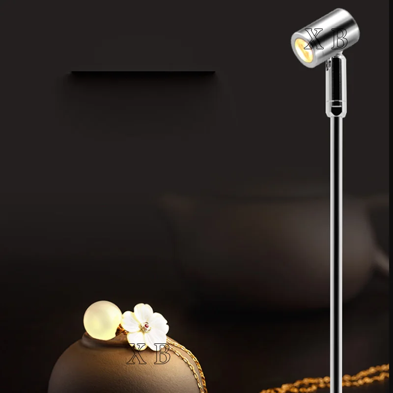 Dimmable 4 types LED Mini Spotlights Black Silver Surface Mounted Light bulbs for cabinet counter showcase 100mm/200mm/300mm