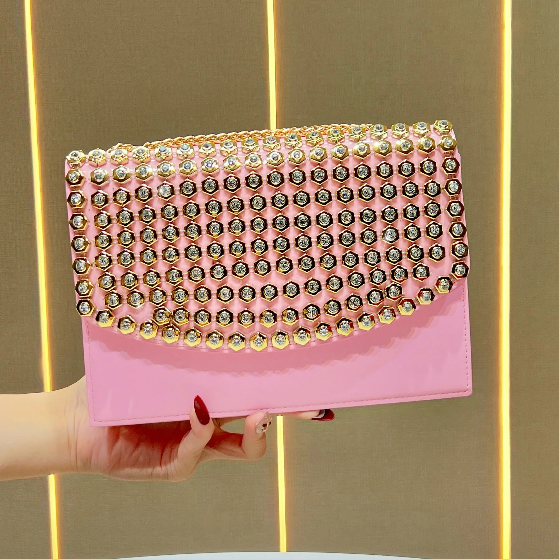 Diamond-Encrusted Armpit Elegant Temperament Dinner Versatile Chain Temperament Rhinestone Hand Carry Messenger Bag