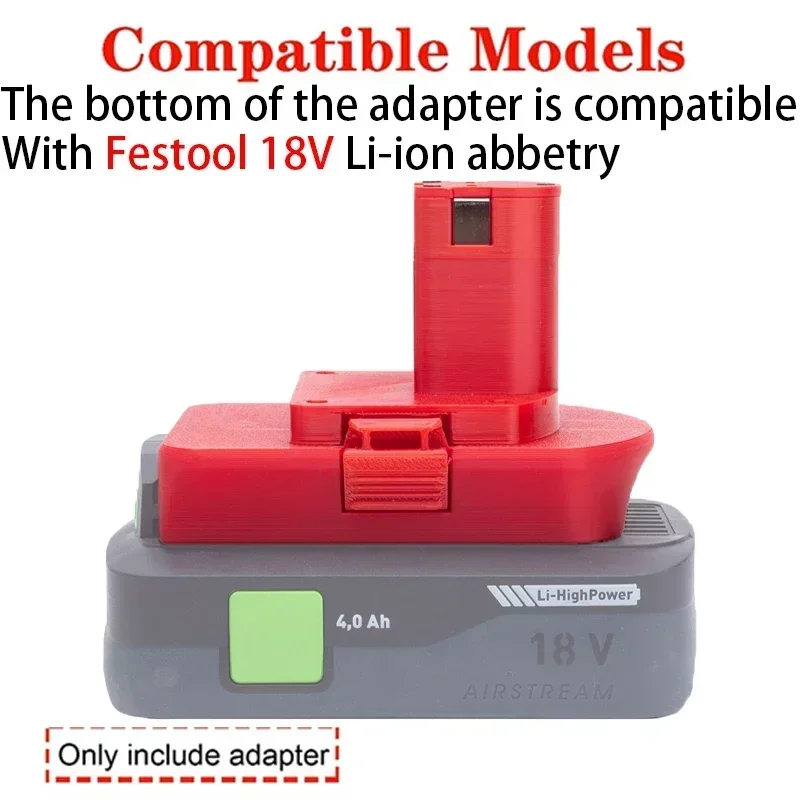 Adapter/Converter  for Ryobi ONE+ 18V Li-Ion Tools Convert to Festool AIRSTREAM 18V Li-Ion Battery Adapter