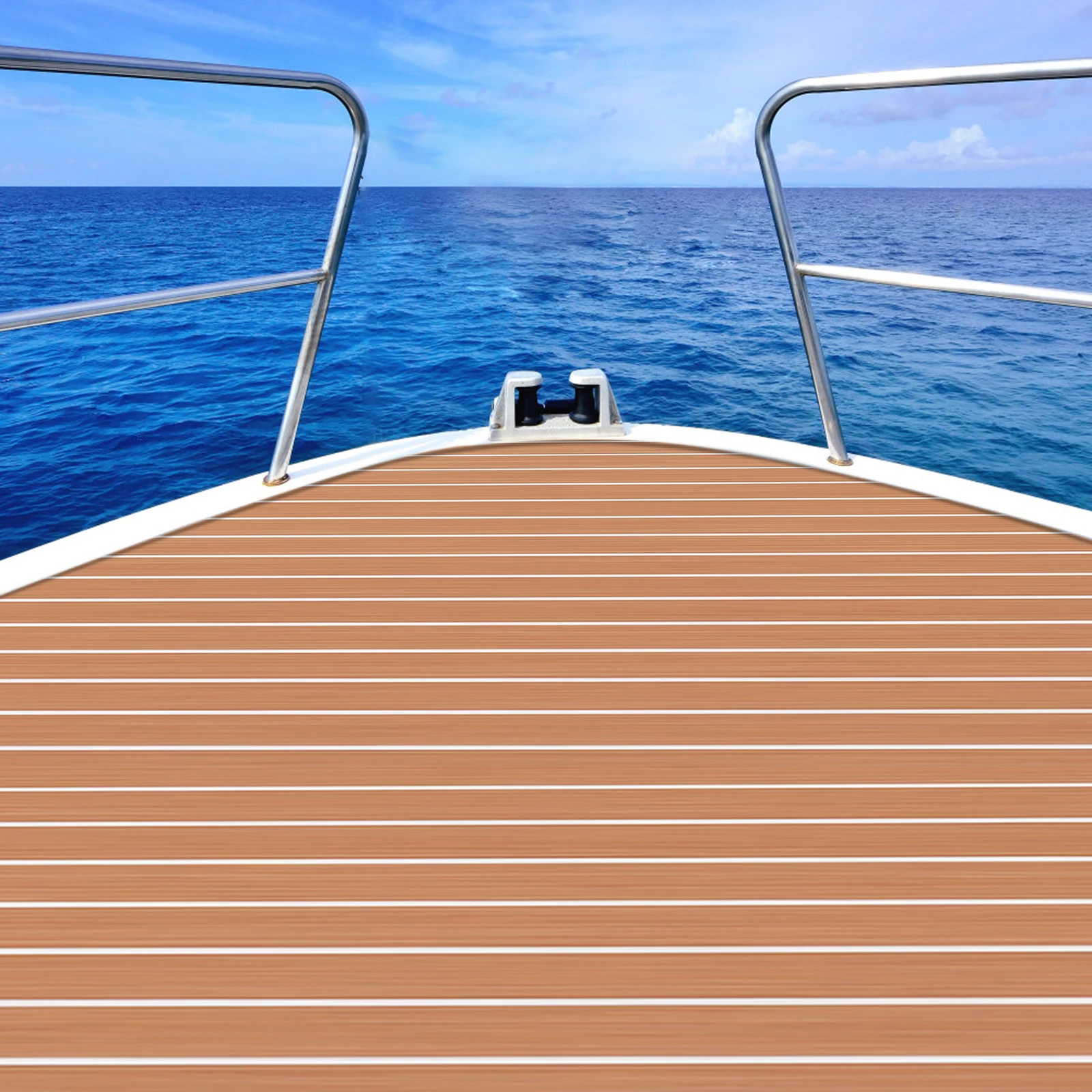 

Non-slip Flooring EVA Foam Floor Teak Deck Mat Carpet Self-Adhesive for Yacht Boat 6 mm Brown with White Lines