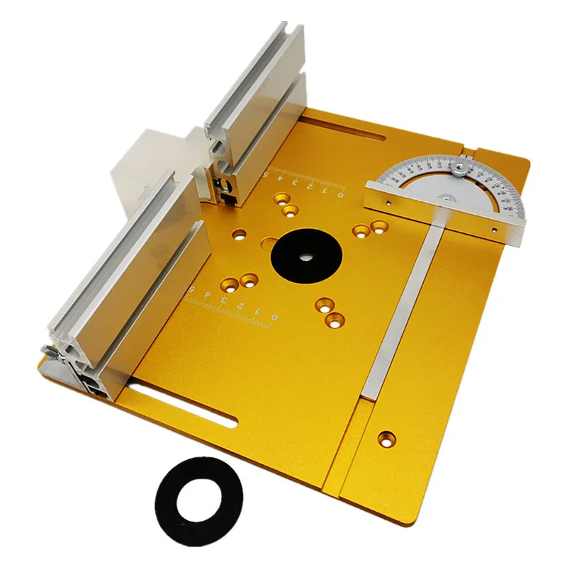 Multifunctional Aluminium Router Table Insert Plate W/ Miter Gauge WorkBenches Wood Router Trimmer Models Engraving Machine