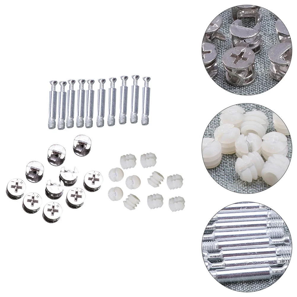 

24 set Cam Lock Fittings Heavy Duty Bolt Dowels Furniture Connector Fixing Screws Cabinet Fasteners Expansion Dowel Connectors