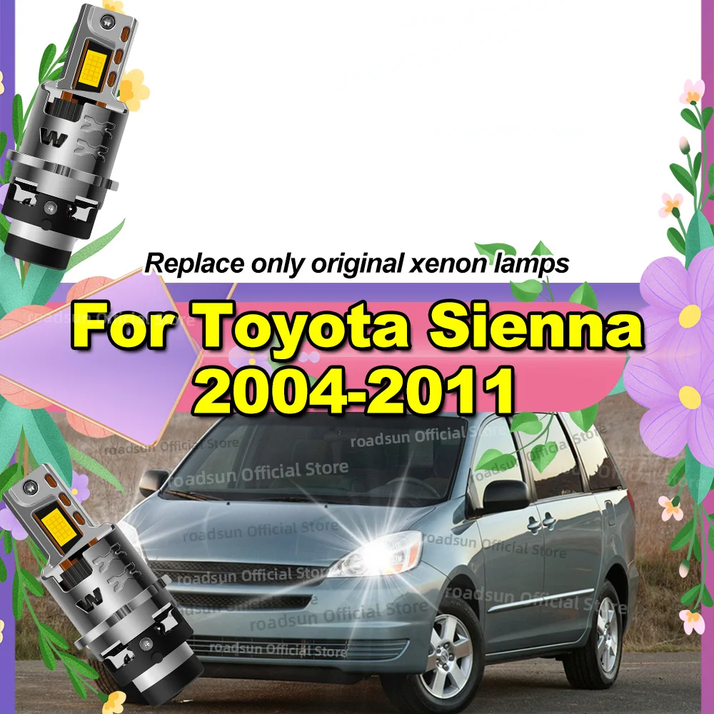 

Led Car Headlights Bulb Plug and Play Xenon HID Lamp UpgradeTurbo Fan 6000K For Toyota Sienna 2004-2011 2007 2008 2009 2010