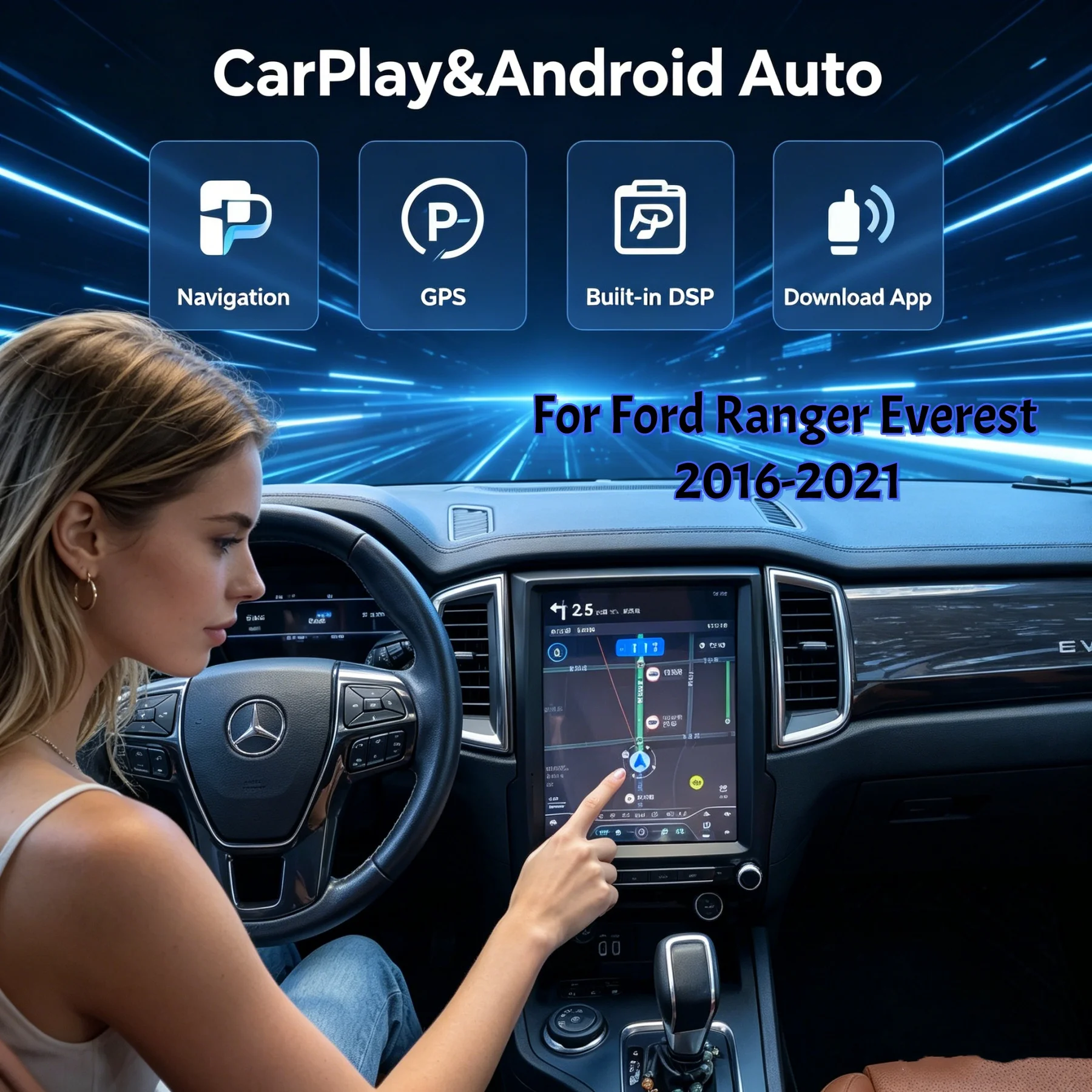 

12.1 inch Android Wireless CarPlay For Ford Ranger Everest 2016- 2021 Car Radio Multimedia Bluetooth Head Unit Touch Screen