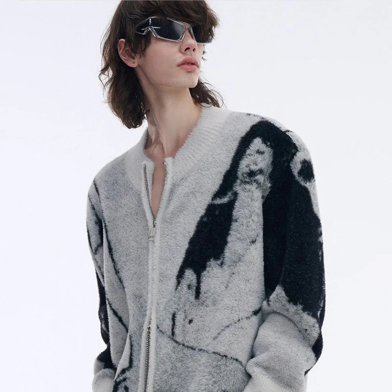 WTHT แฟชั่นผู้ชายเย็บปักถักร้อยถัก O-คอซิป Casual เสื้อกันหนาวอินเทรนด์แขนยาวหลวม Pullovers ชายฤดูร้อน 2A0112