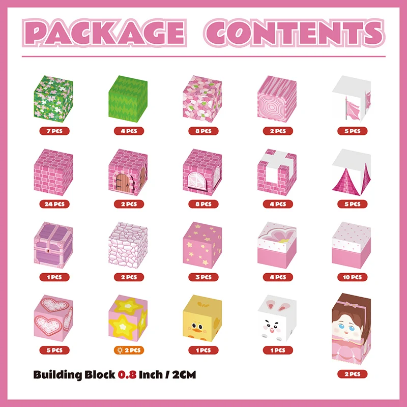 100PCS Light Magnetic Building Blocks Princess Castle World Creative Building Blocks Preschool Sensory Toys Birthday Gift