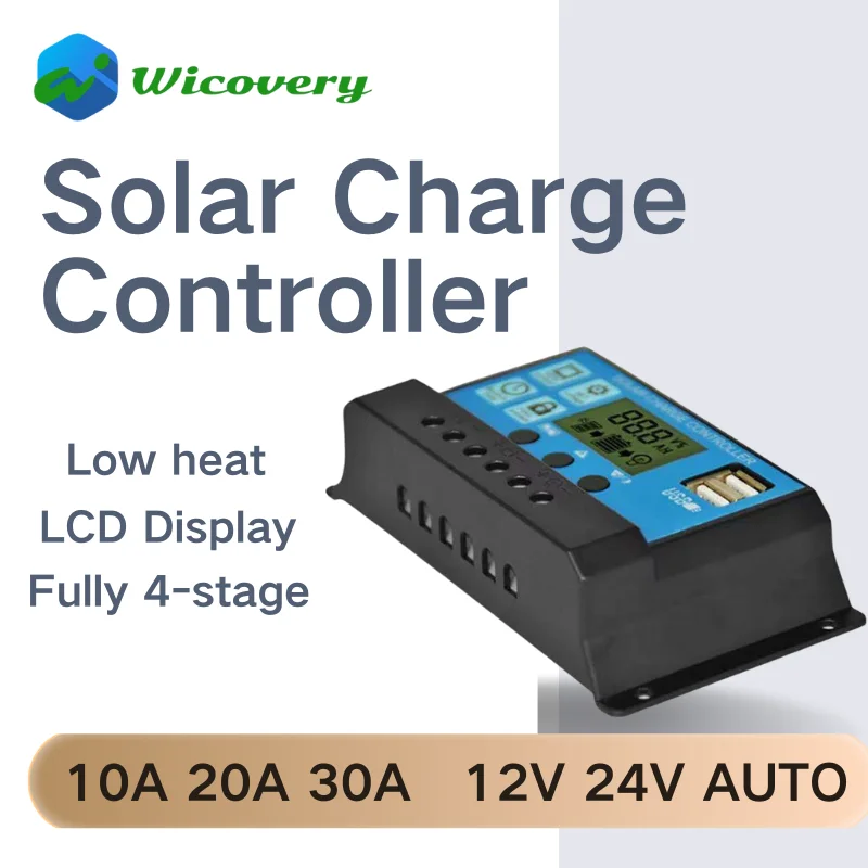 mppt solar charge 10A 20A 30A Solar Controller 12V/24V Solar Regulator PWM Battery Charger LCD Display Dual USB 5V Output