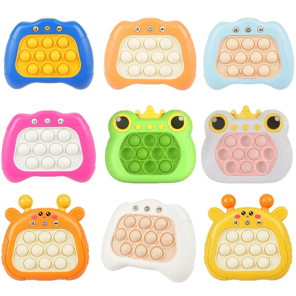 Juego Pop Light Fidget, juego de burbujas de empuje rápido, juguetes con mango, juguetes antiestrés para niños y niñas con máquina de juego LED, juguetes para aliviar el estrés