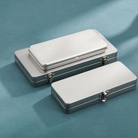 1Pcs Sliver With Lock Ticket Stationery Storage Tin Box Rectangular Metal  Desktop Solid Pigment Sundry Organizer Container