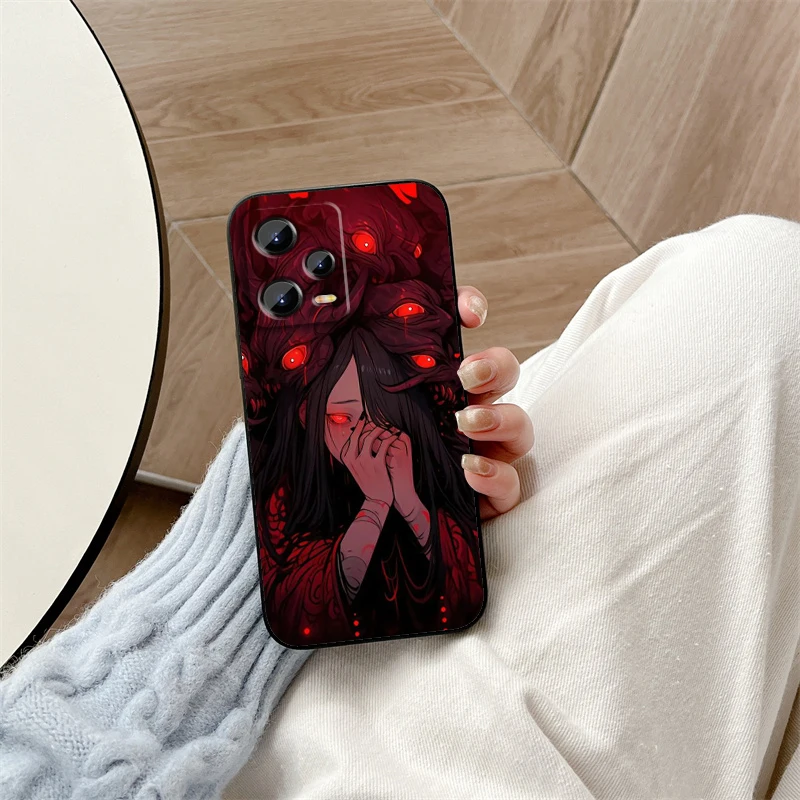 Anime Junji Ito Girl Tomie For Xiaomi Redmi Note 13 12R 12 12S Turbo 11 11T 11S 10 10S Pro Plus 5G Black Back Phone Case