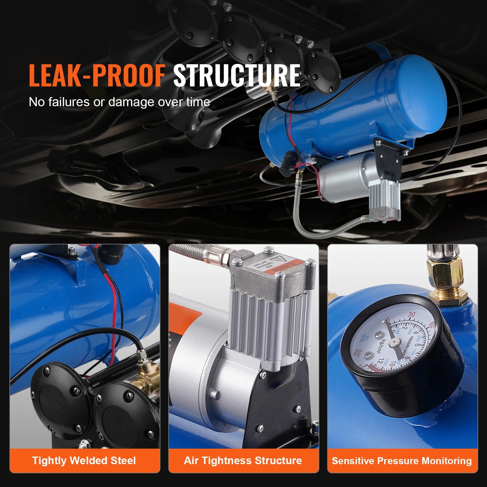 SucceBuy 12V luchtcompressor met tank 3/6L treinhoorn luchtcompressor 120psi luchtcompressorsysteem voor treinhoorn/opblaasband