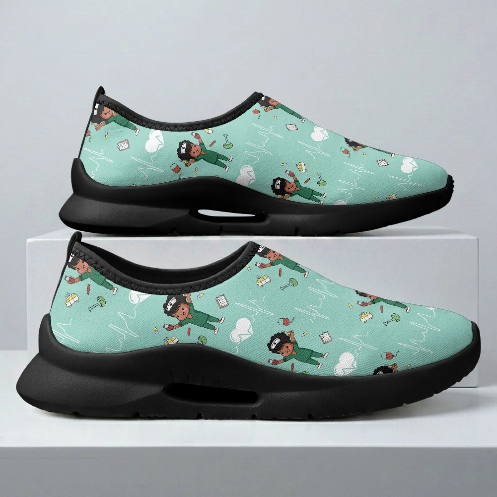 PENSTROLL Nurse Medical Print Slip on Casual Sneakers for Men Outdoor Summer, Soft Casual Shoes