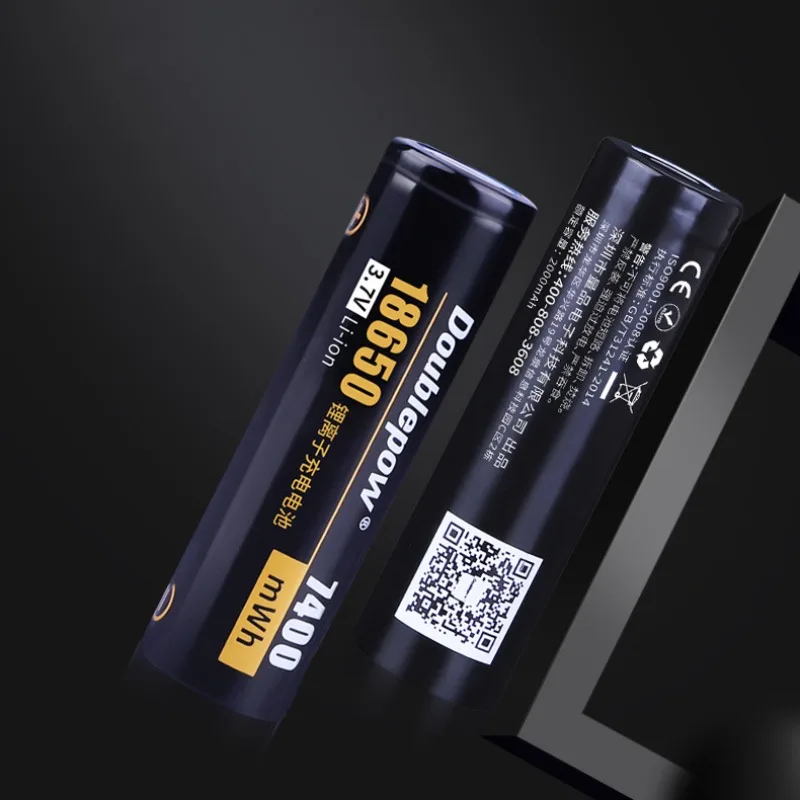 Doublepow senter Lithium baterai Li-ion 2000mAh 3.7V, baterai asli Li-ion kapasitas tinggi 7400mWh baterai Lithium