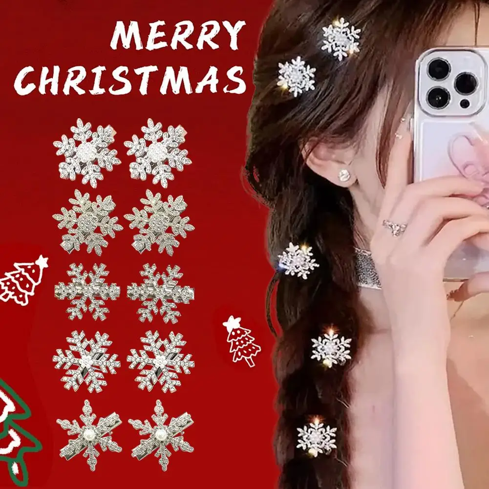 

Snowflake Pearl Hair Clips for Women, Autumn Winter Duckbill Bangs Clips, High-End Feel Hair Accessories Headwear N4U6