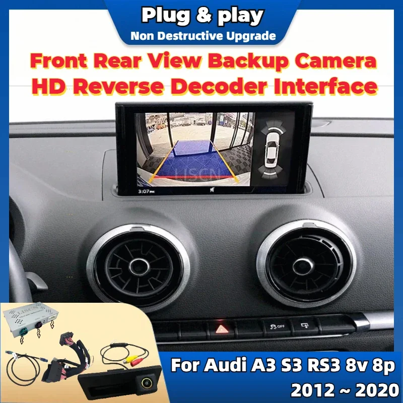 HD Front Rear Camera For Audi A3 8v S3 8p 2012 ~ 2020 Original Screen Upgrade Decoder Interfac Backup Reverse Camera Plug & Play