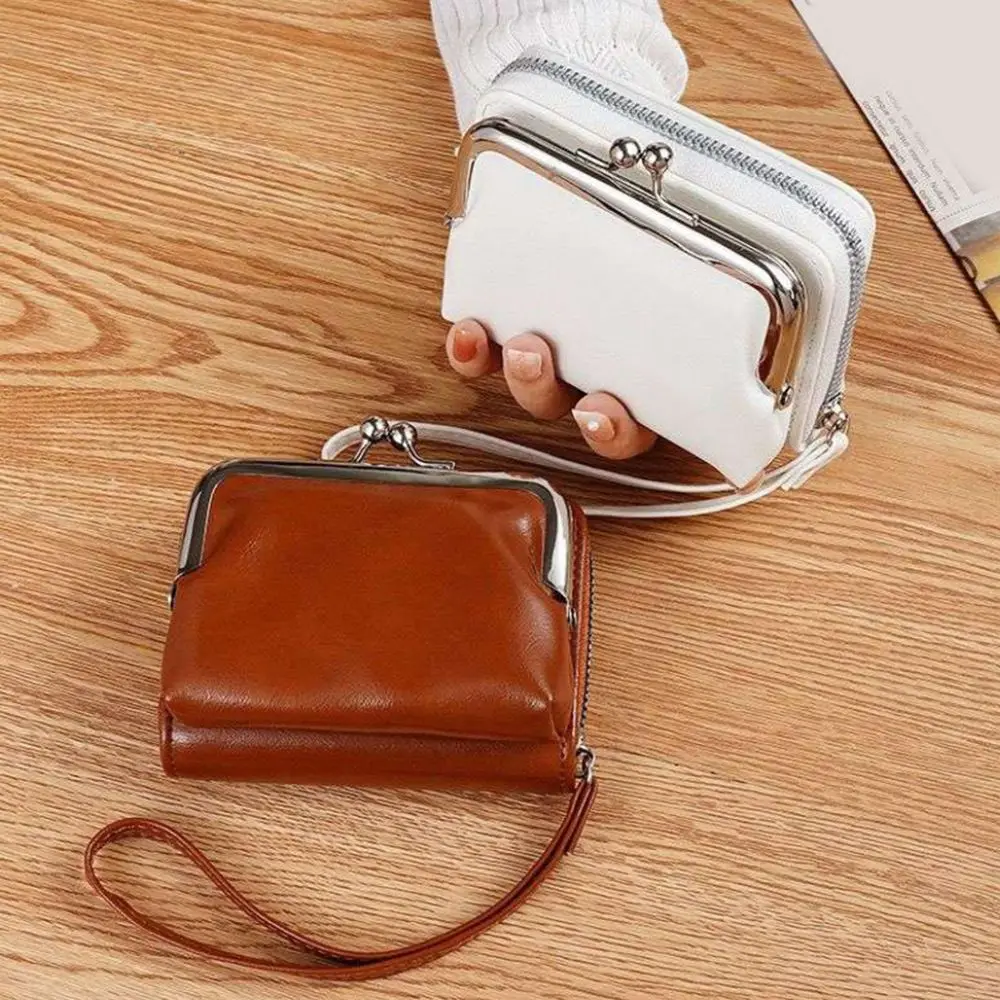 

Hot Men Women Card Holder Wallet Small Clutch Bag With Wrist Strap Large Capacity Leather Zipper Multi Card Slot Coin Purse New