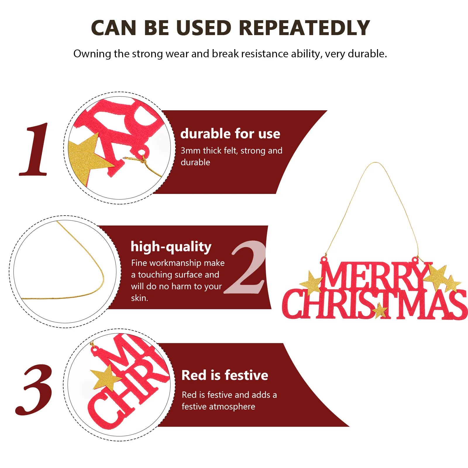 

Christmas Felt Pendant Xmas Tree Hanging Decor Fine Workmanship Touching Surface Merry Christmas Alphabet Pendant Home