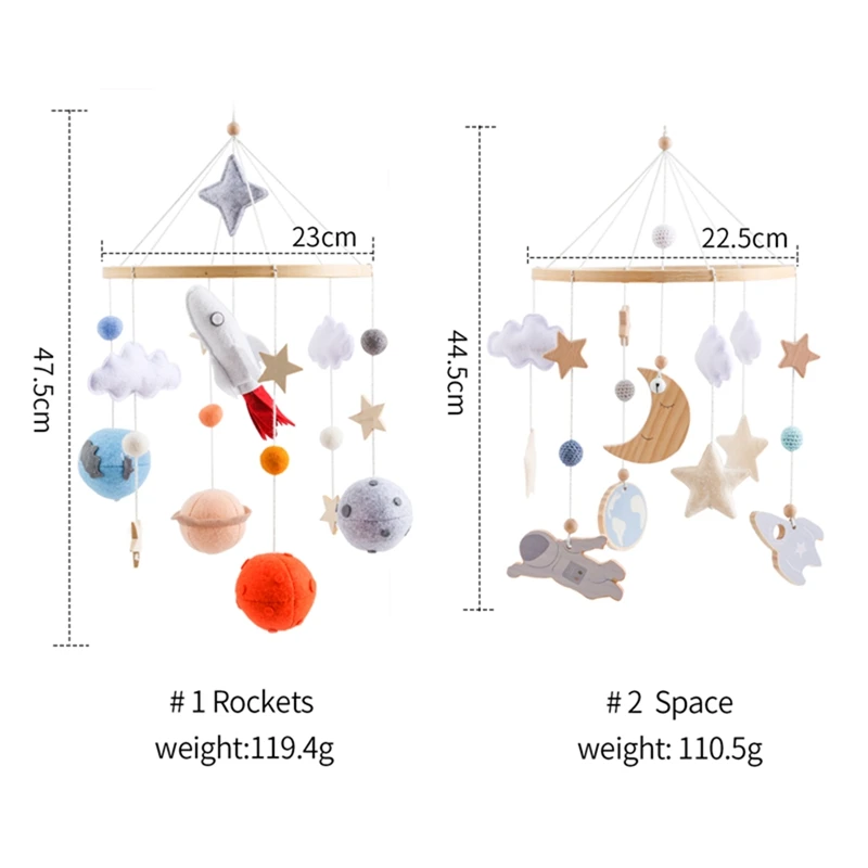 Dzwonek do łóżeczka dziecięcego Uchwyt do łóżeczka Grzechotki Zabawki Miękki filc Rakieta kosmiczna Mobilny dzwonek do łóżeczka Dziecięcy wózek Wiszący uchwyt do łóżeczka Zabawka Prezenty