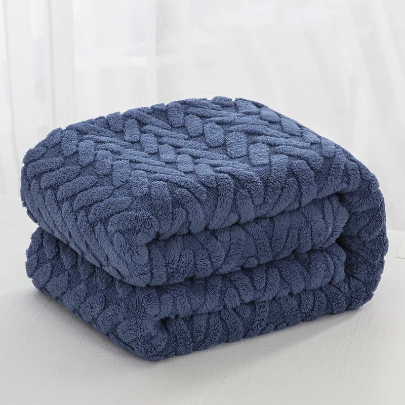 Autumn Thick Blanket Office Nap Shawl Blanket Taft Velvet Jacquard Warm Blanket Coral Velvet Multifunctional Leisure Blanket