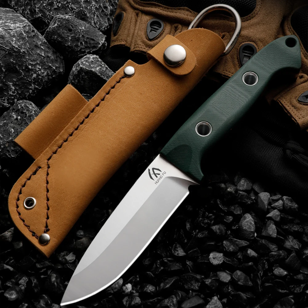 HUANGFU CPM-S30V Steel Outdoor Knife Fixed Blade Hiking Hunting Knife Survival Rescue Knife Self Defense Knife Gift for Men