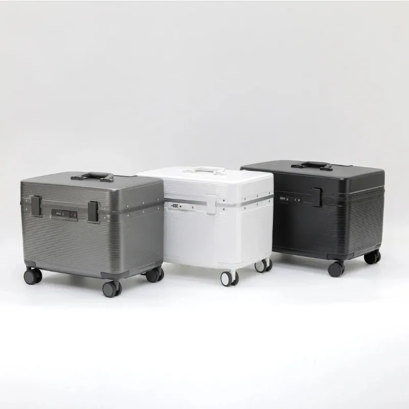 Aluminum Alloy Frame Suitcase, Top-Opening ABS Portable Trolley Case, Universal Wheels, Customs Code Lock Boarding Case