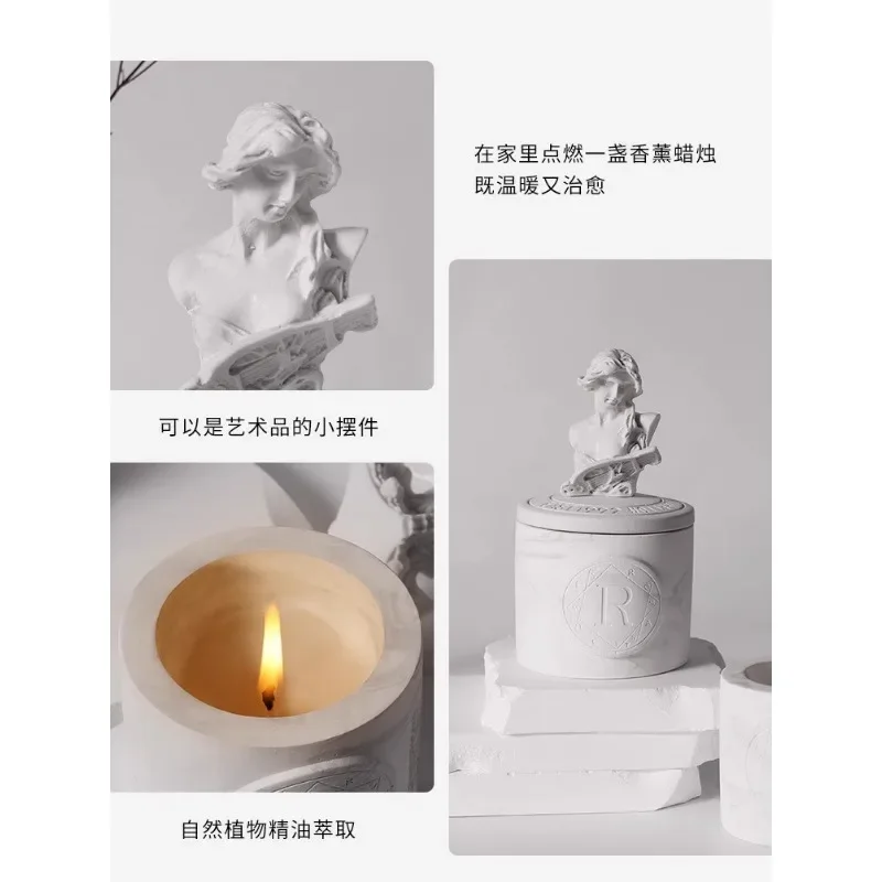 

Statue Aromatherapy Candle Essential Oil Soybean Wax Aromatherapy Creative Gypsum Fragrance Cup Expanding Fragrance with Hand Gi